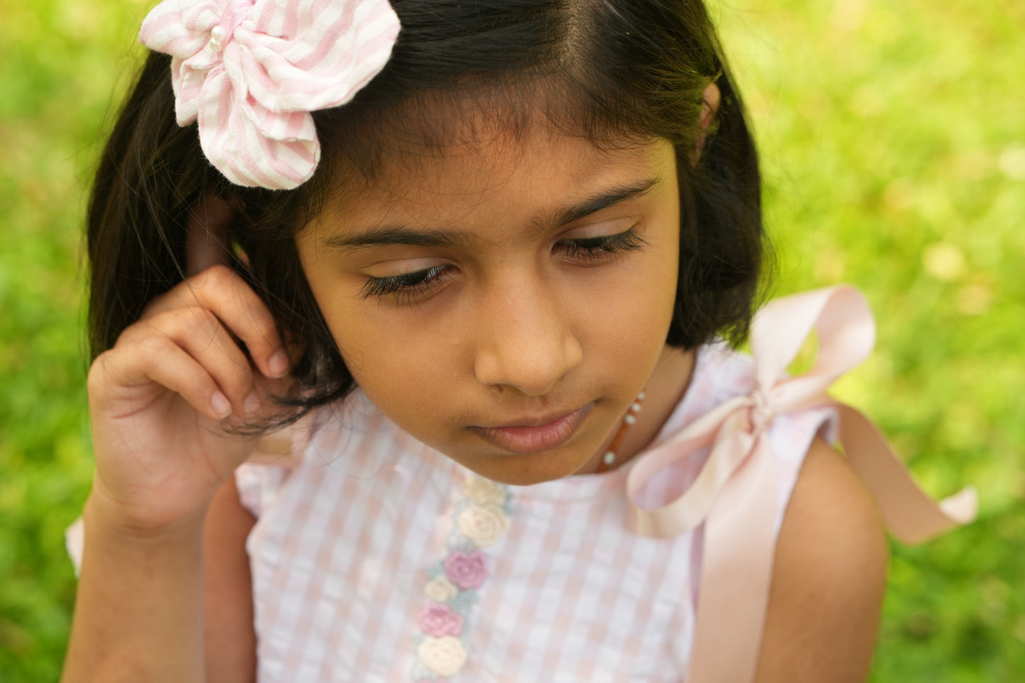 🌸 Pastel Rose Garden Gingham Dress