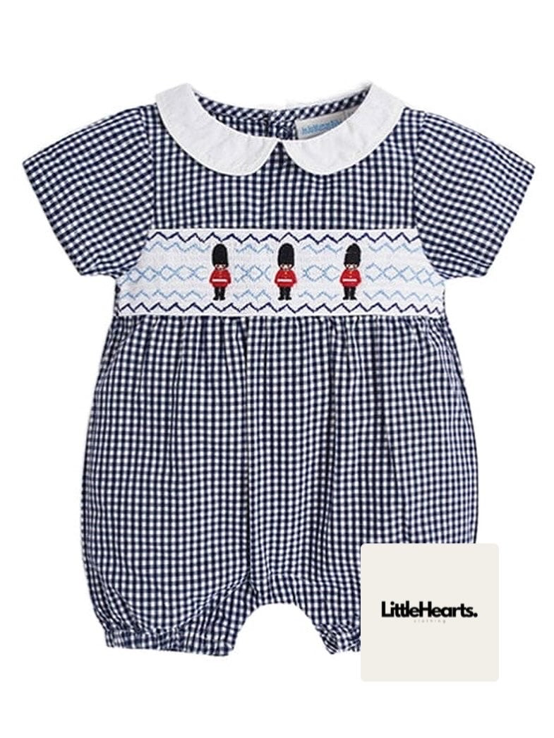Royal Guard Smocked Gingham Romper