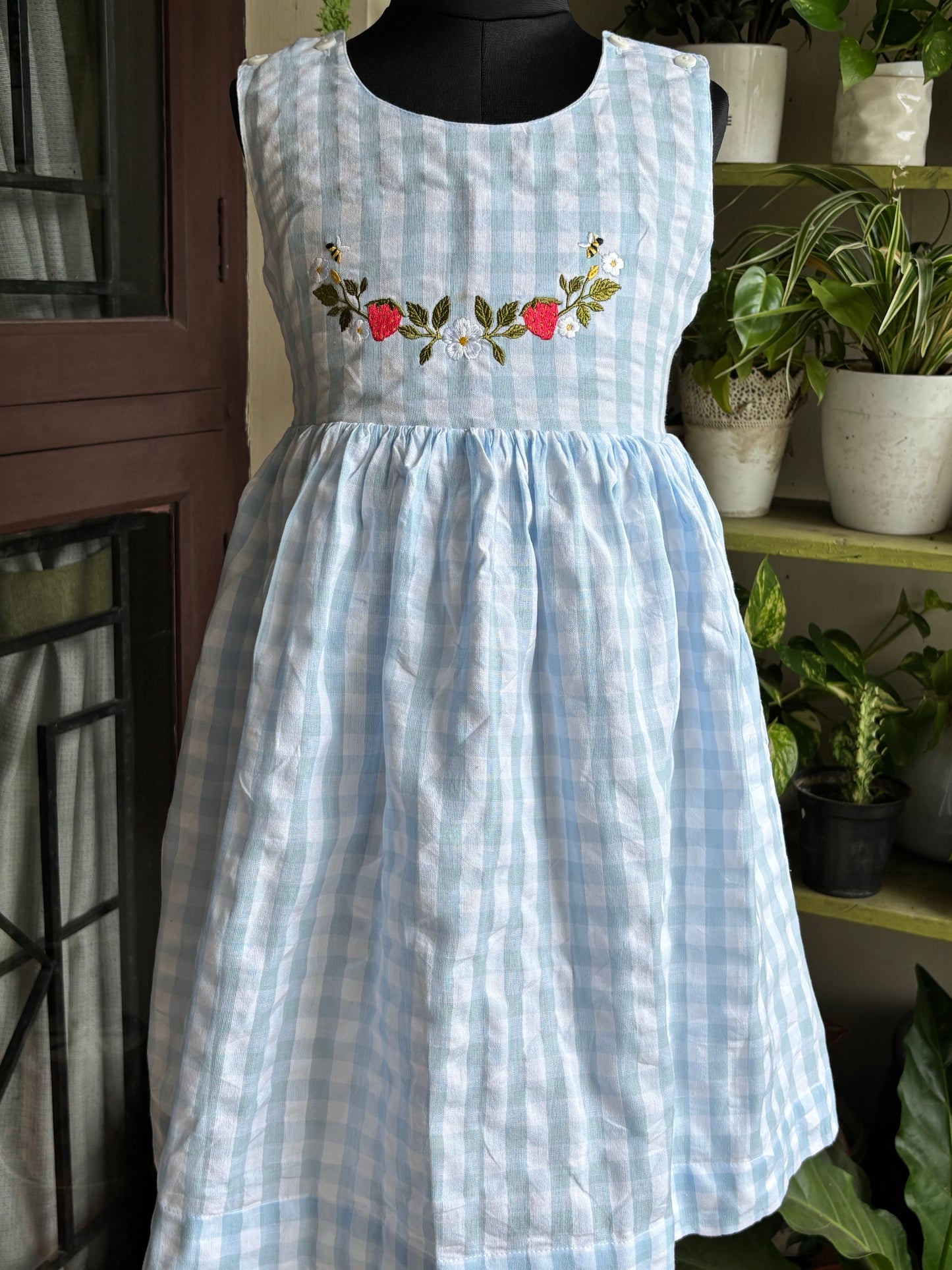 Gingham strawberry crisscross Dress