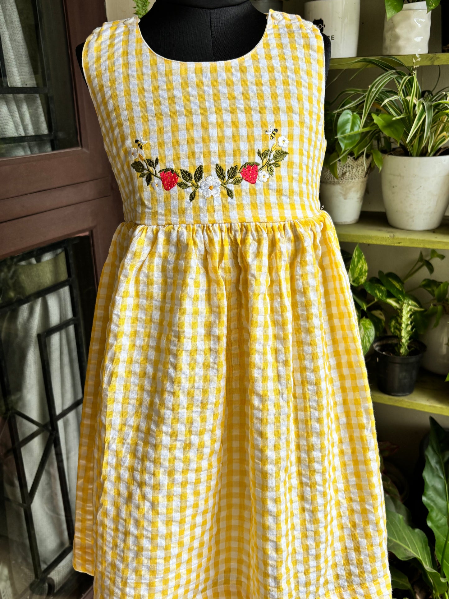 Gingham strawberry crisscross Dress