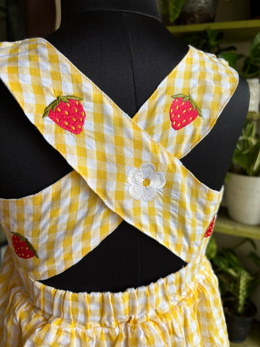 Gingham strawberry crisscross Dress