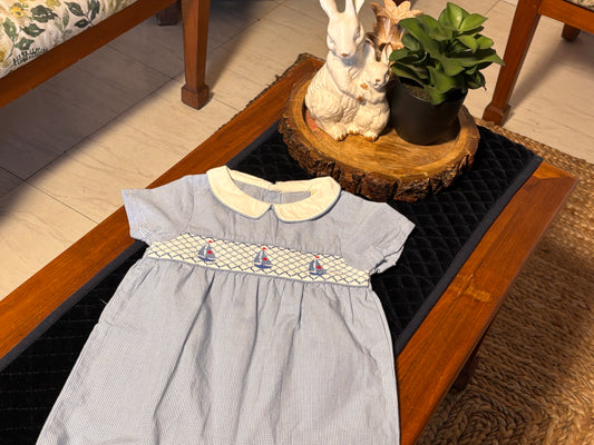 Seaside Smocked Sailboat Romper