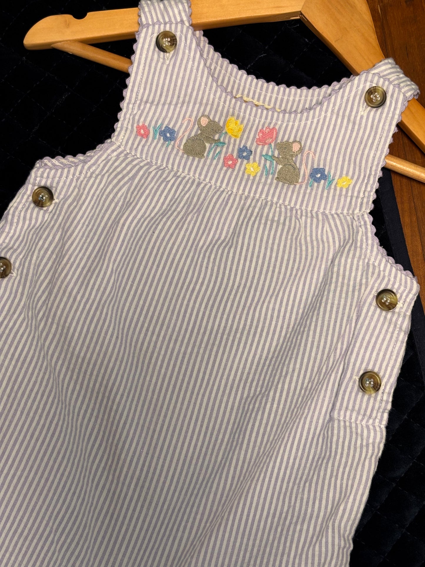 Lilac Mouse Garden Seersucker Dungaree