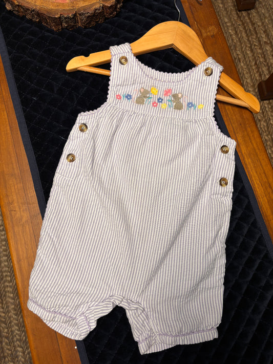 Lilac Mouse Garden Seersucker Dungaree