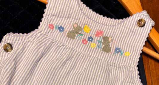 Lilac Mouse Garden Seersucker Dungaree