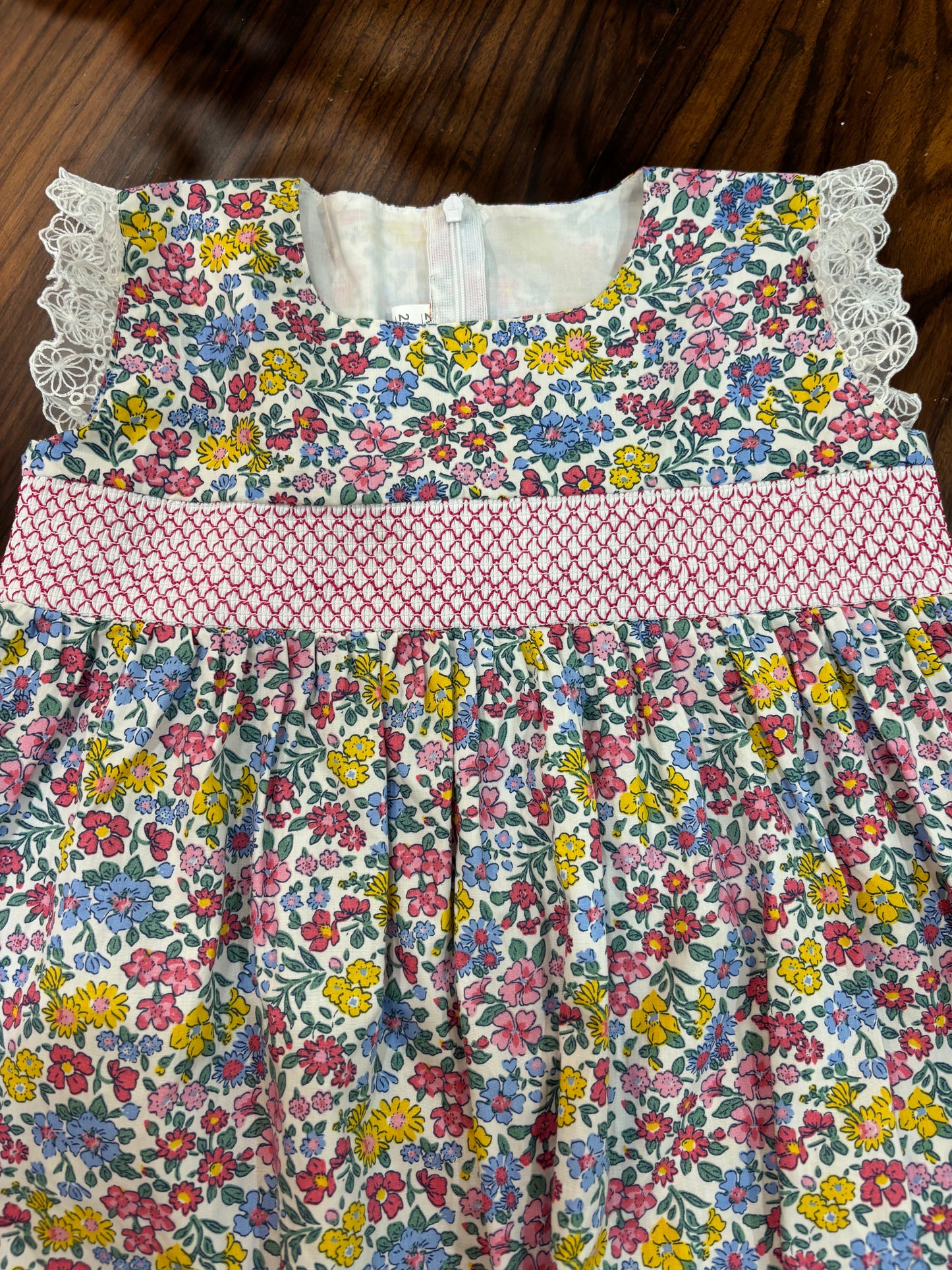 cheerful floral cotton smocked dress