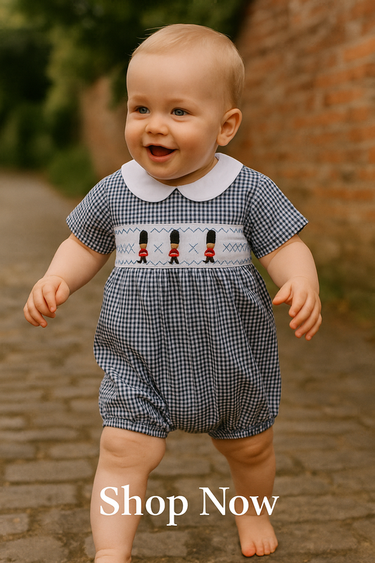 Royal Guard Smocked Gingham Romper