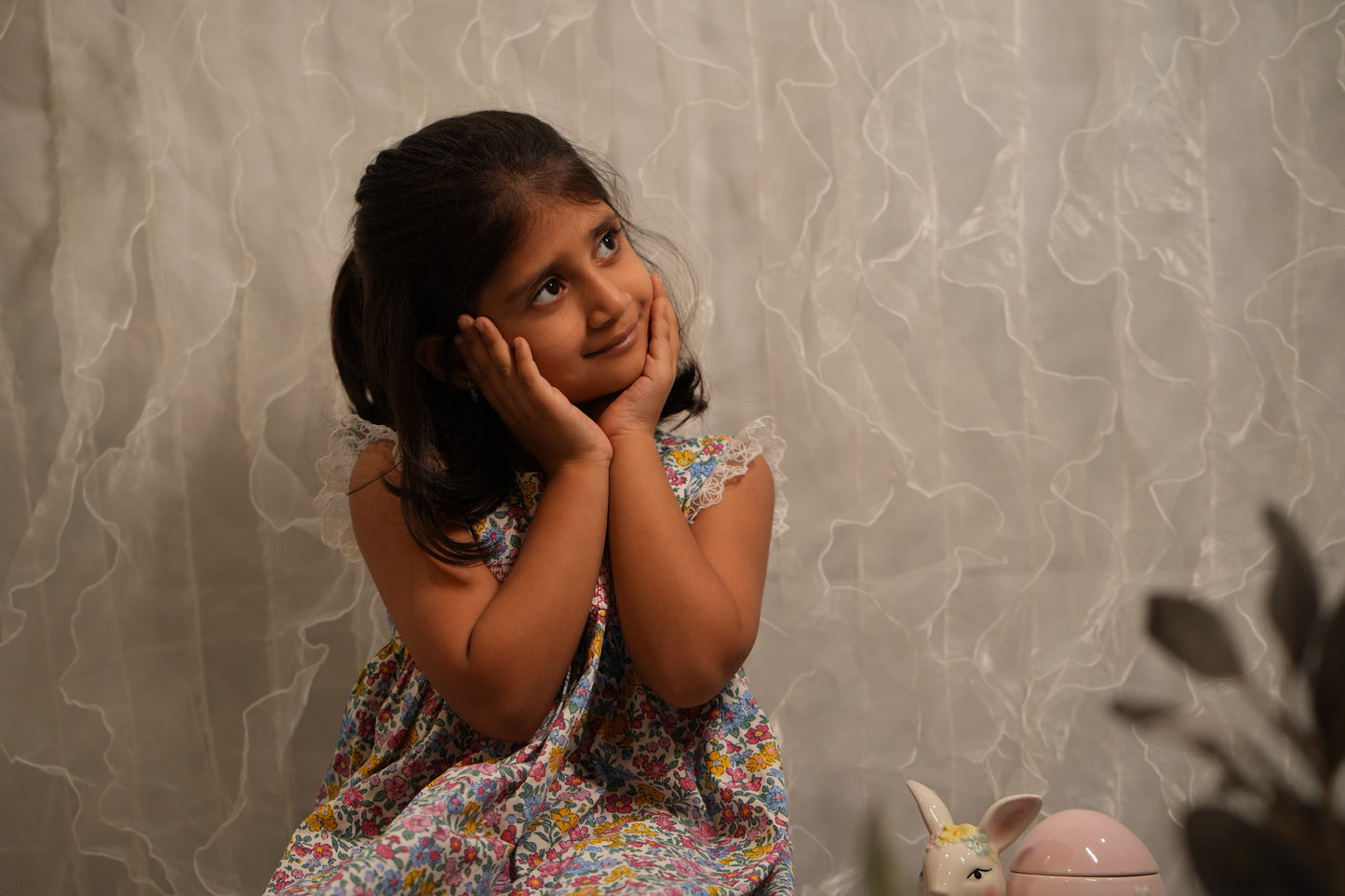 Cheerful floral cotton smocked dress