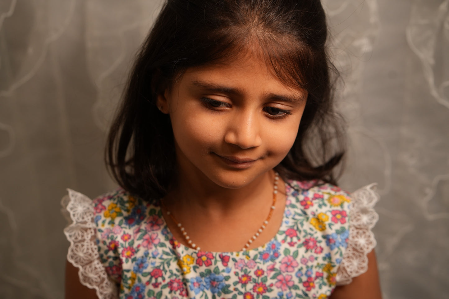 Cheerful floral cotton smocked dress