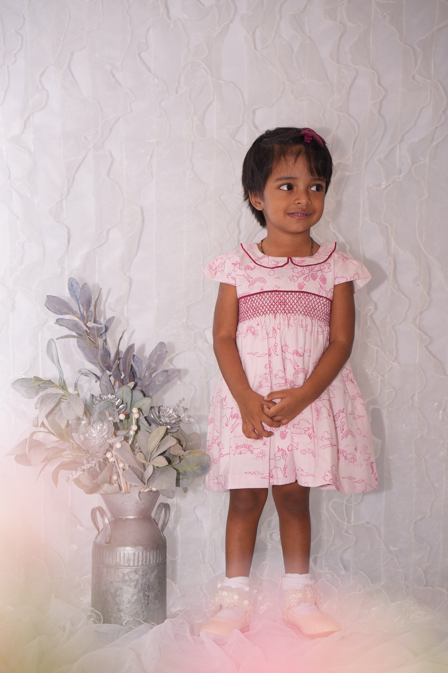 🌸 Berry Meadow Smocked Dress