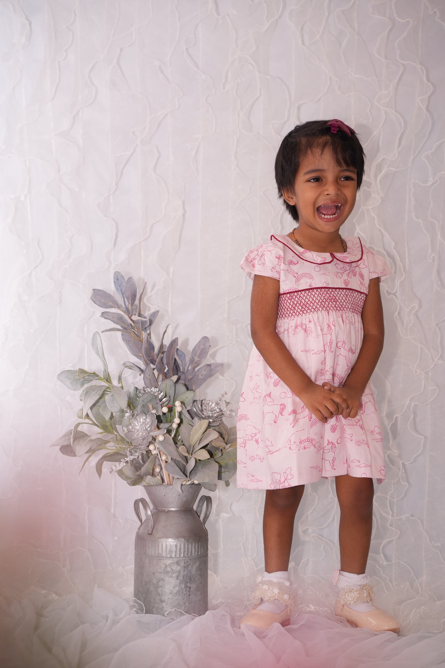 🌸 Berry Meadow Smocked Dress