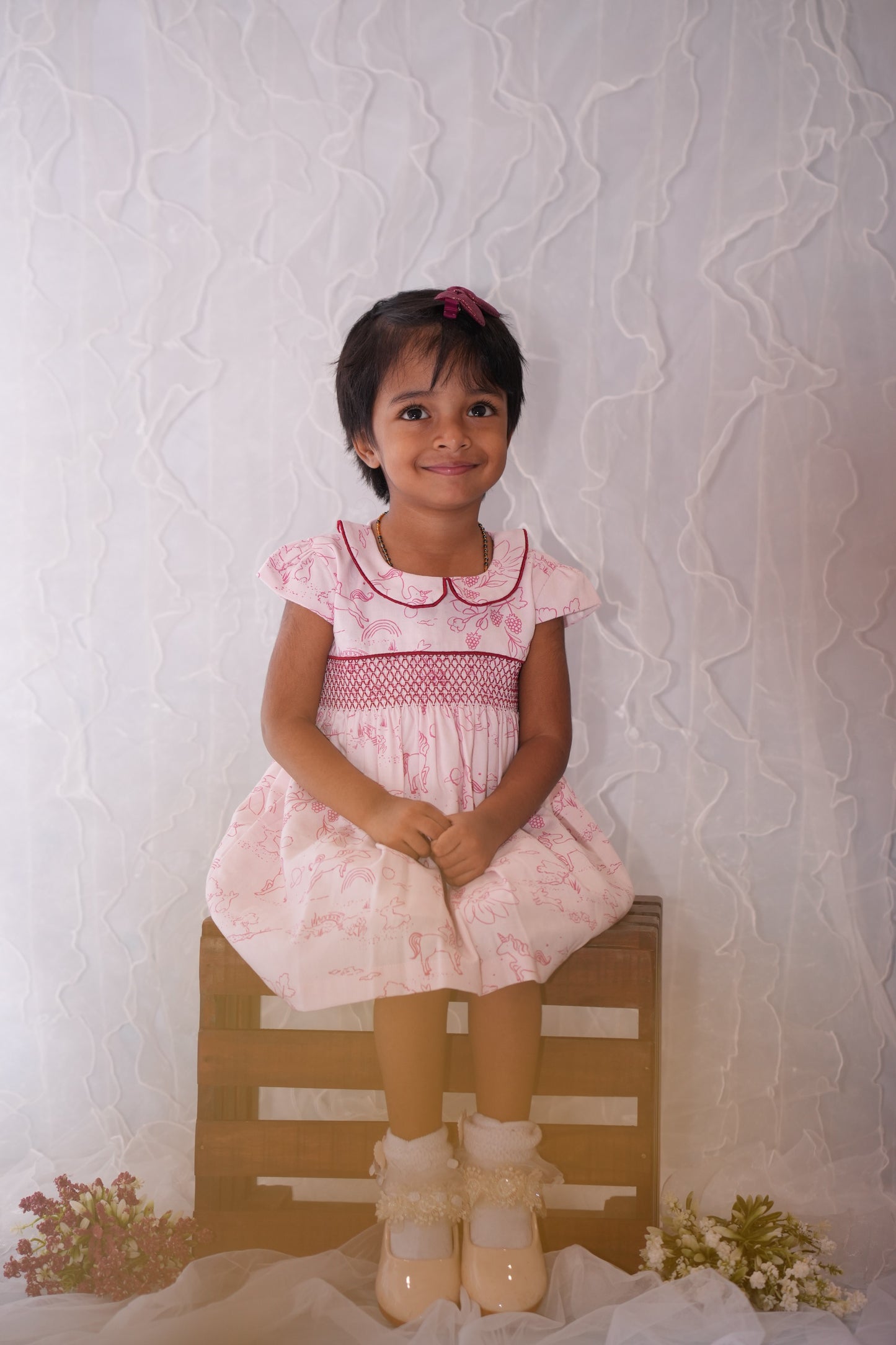 🌸 Berry Meadow Smocked Dress