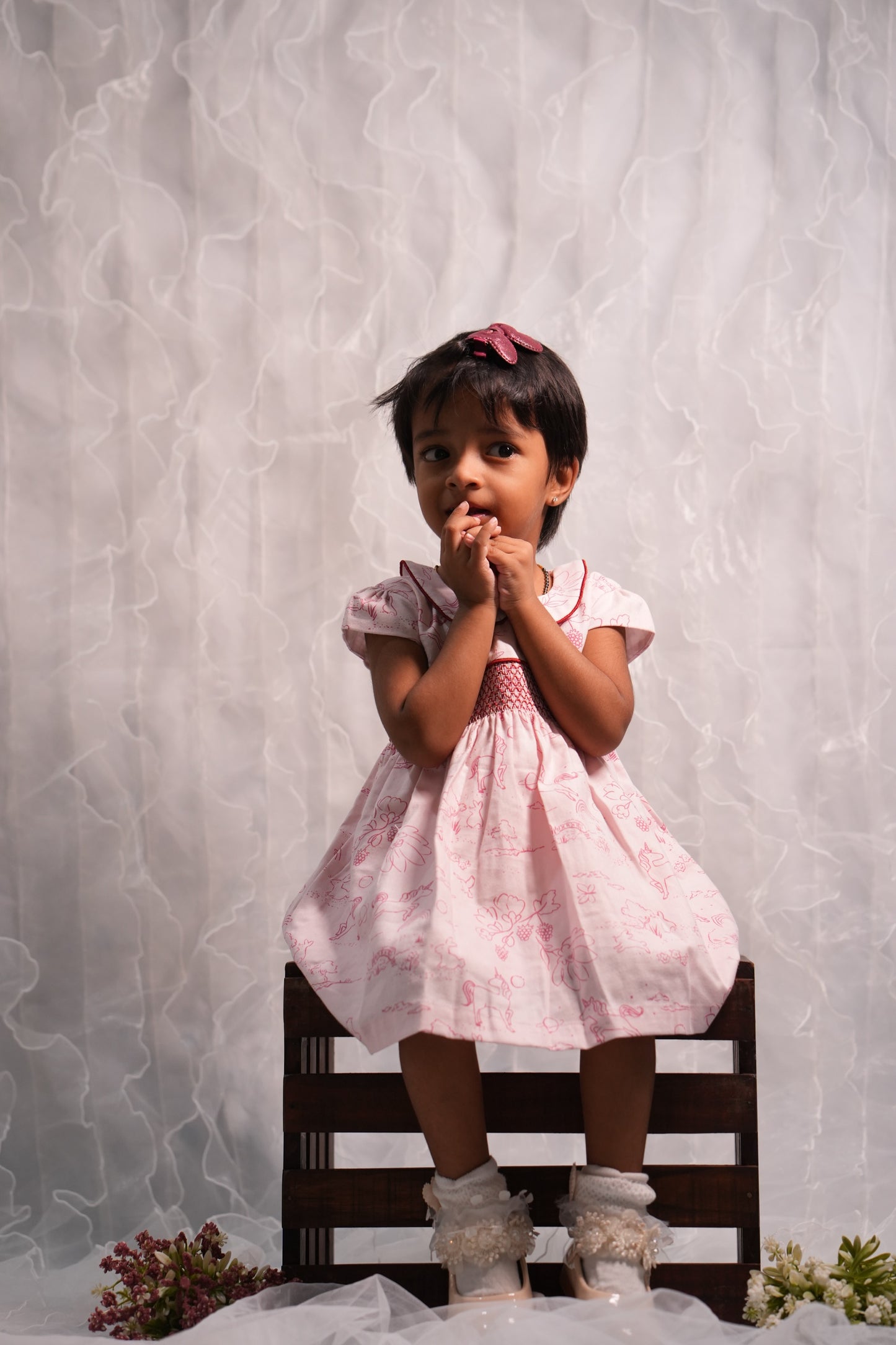 🌸 Berry Meadow Smocked Dress