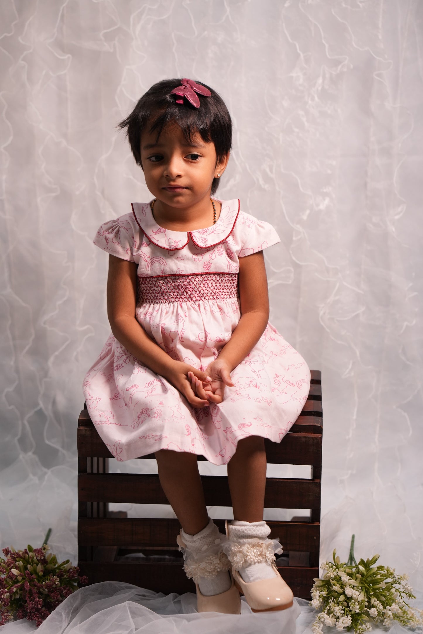 🌸 Berry Meadow Smocked Dress