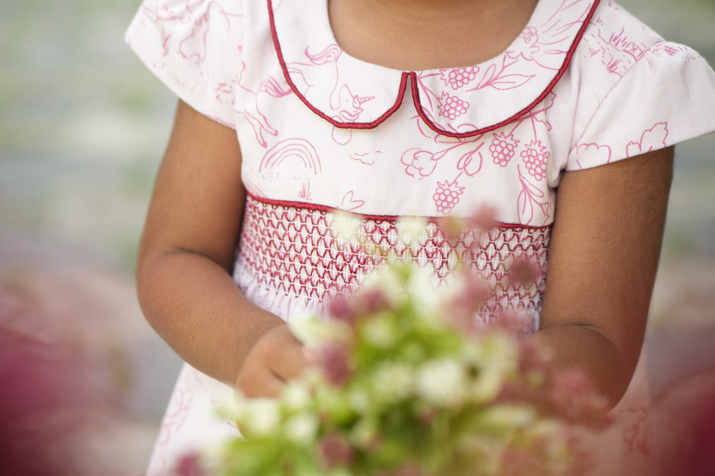 🌸 Berry Meadow Smocked Dress