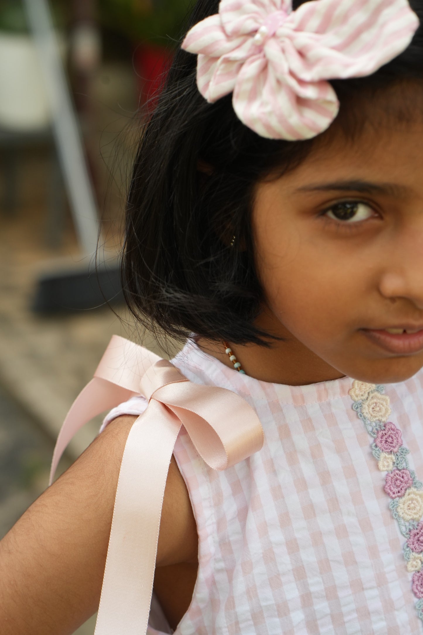 🌸 Pastel Rose Garden Gingham Dress