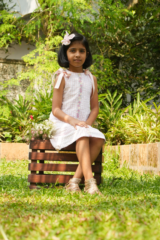 🌸 Pastel Rose Garden Gingham Dress