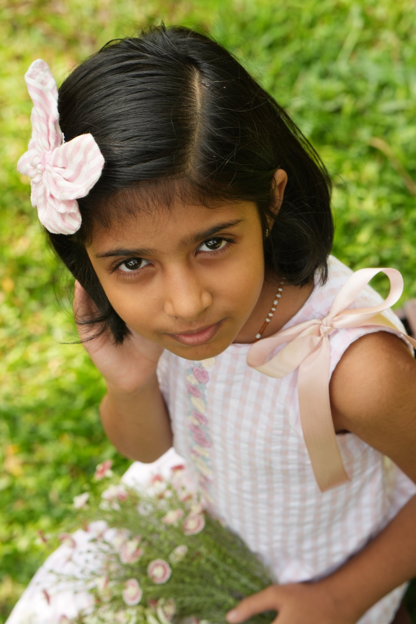 🌸 Pastel Rose Garden Gingham Dress