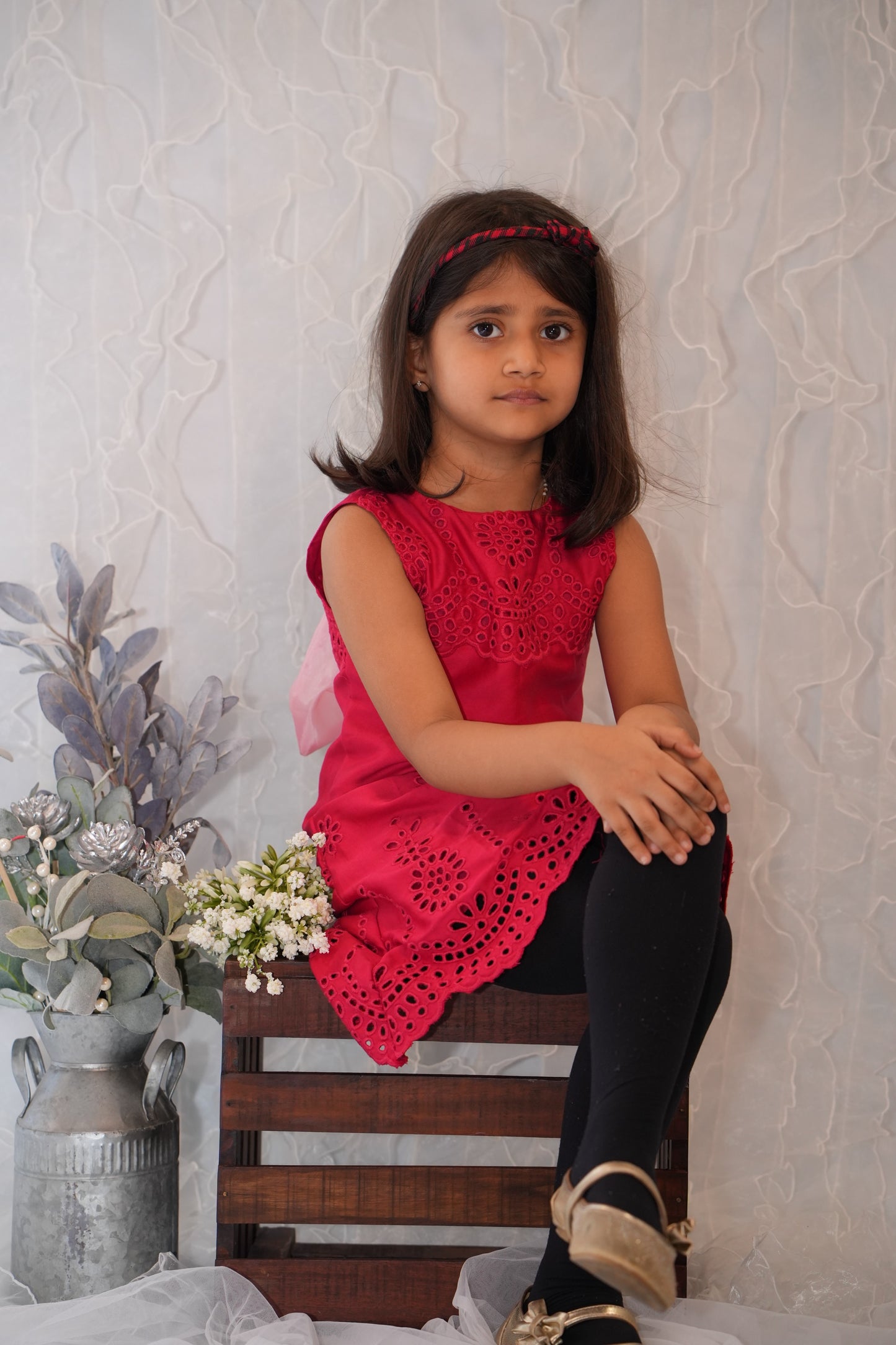 Ruby Blossom Eyelet Dress